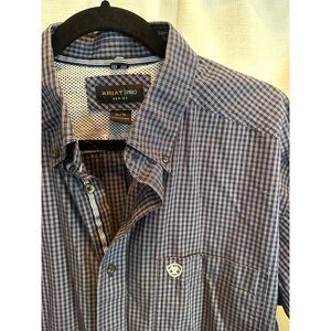 Ariat Pro Series Plaid Button Up Long Sleeve Western Shirt, Men's XL Navy White